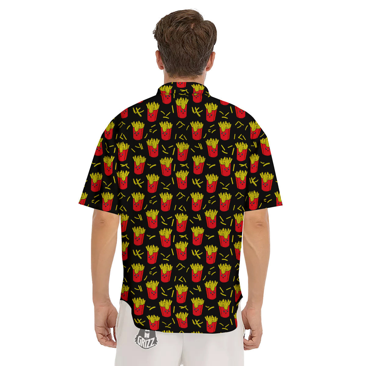 French Fries Cute Print Pattern Men's Short Sleeve Shirts-grizzshop