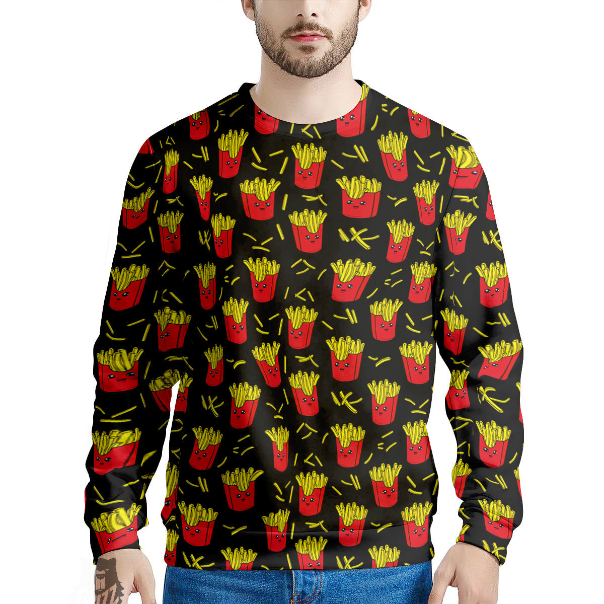 French Fries Cute Print Pattern Men's Sweatshirt-grizzshop