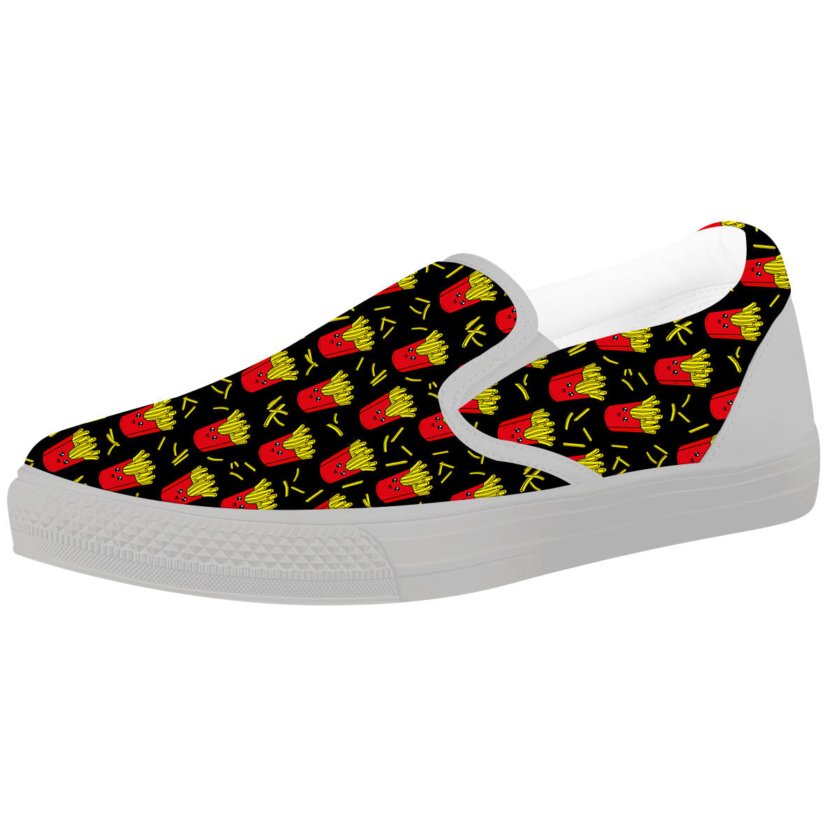 French Fries Cute Print Pattern White Slip On Shoes-grizzshop