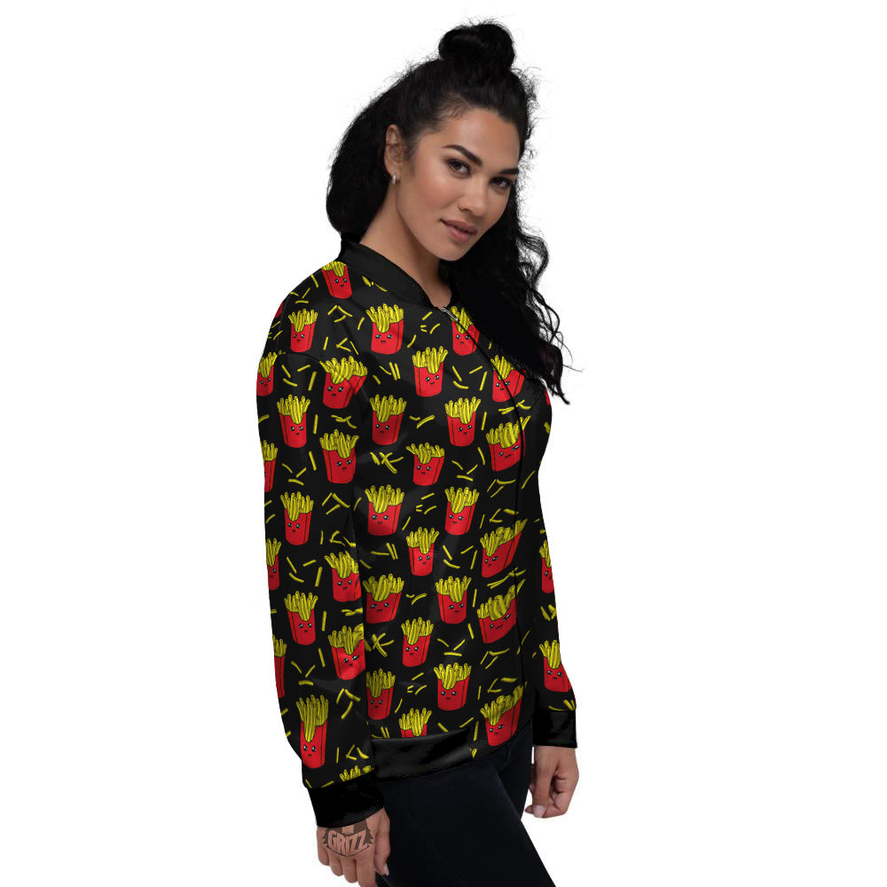 French Fries Cute Print Pattern Women's Bomber Jacket-grizzshop