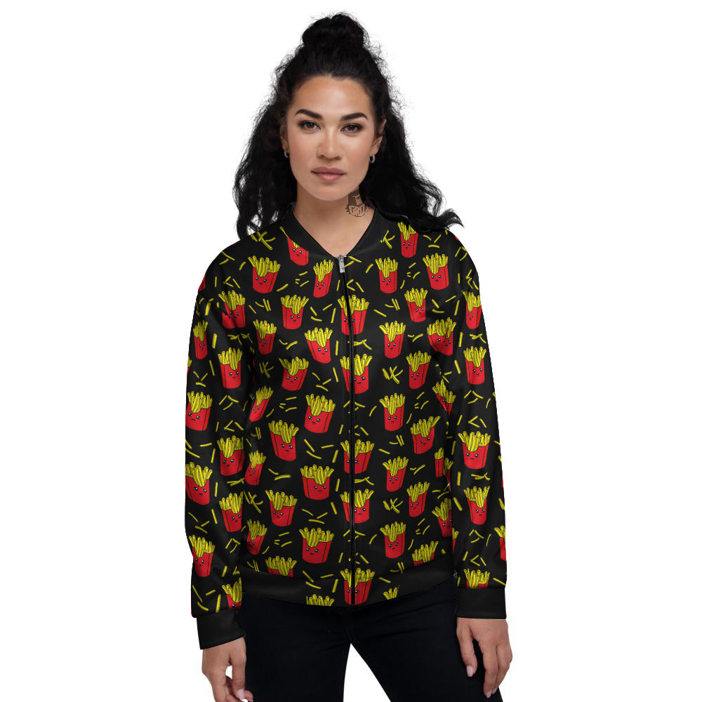 French Fries Cute Print Pattern Women's Bomber Jacket-grizzshop