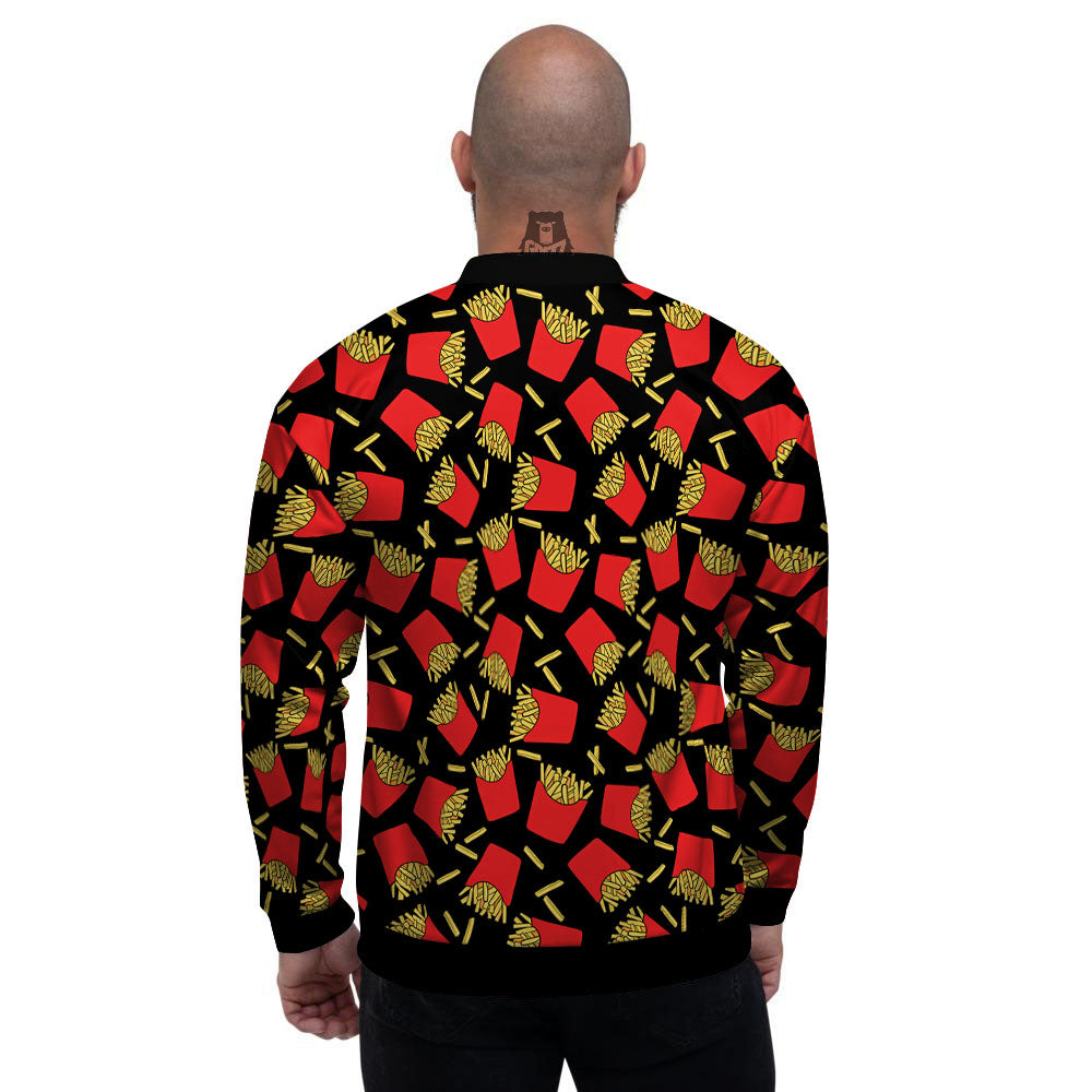 French Fries Doodle Print Pattern Men's Bomber Jacket-grizzshop