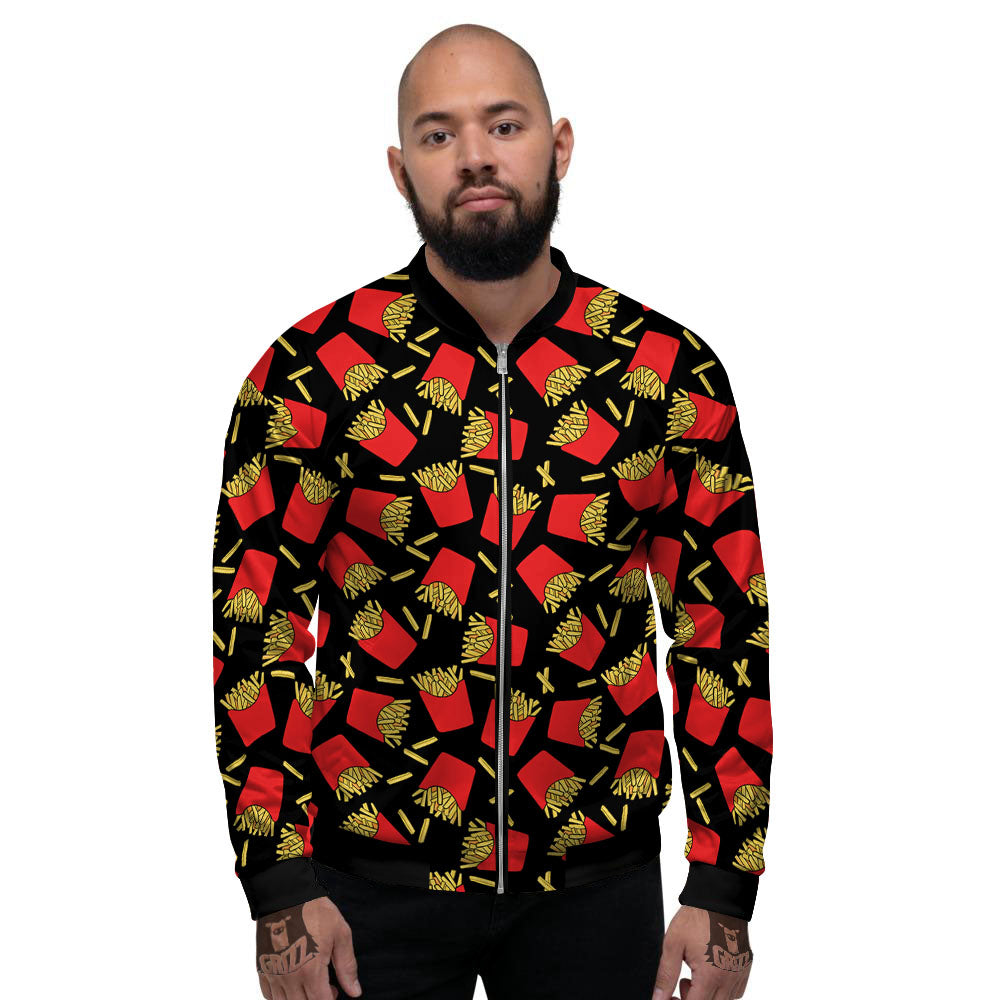 French Fries Doodle Print Pattern Men's Bomber Jacket-grizzshop
