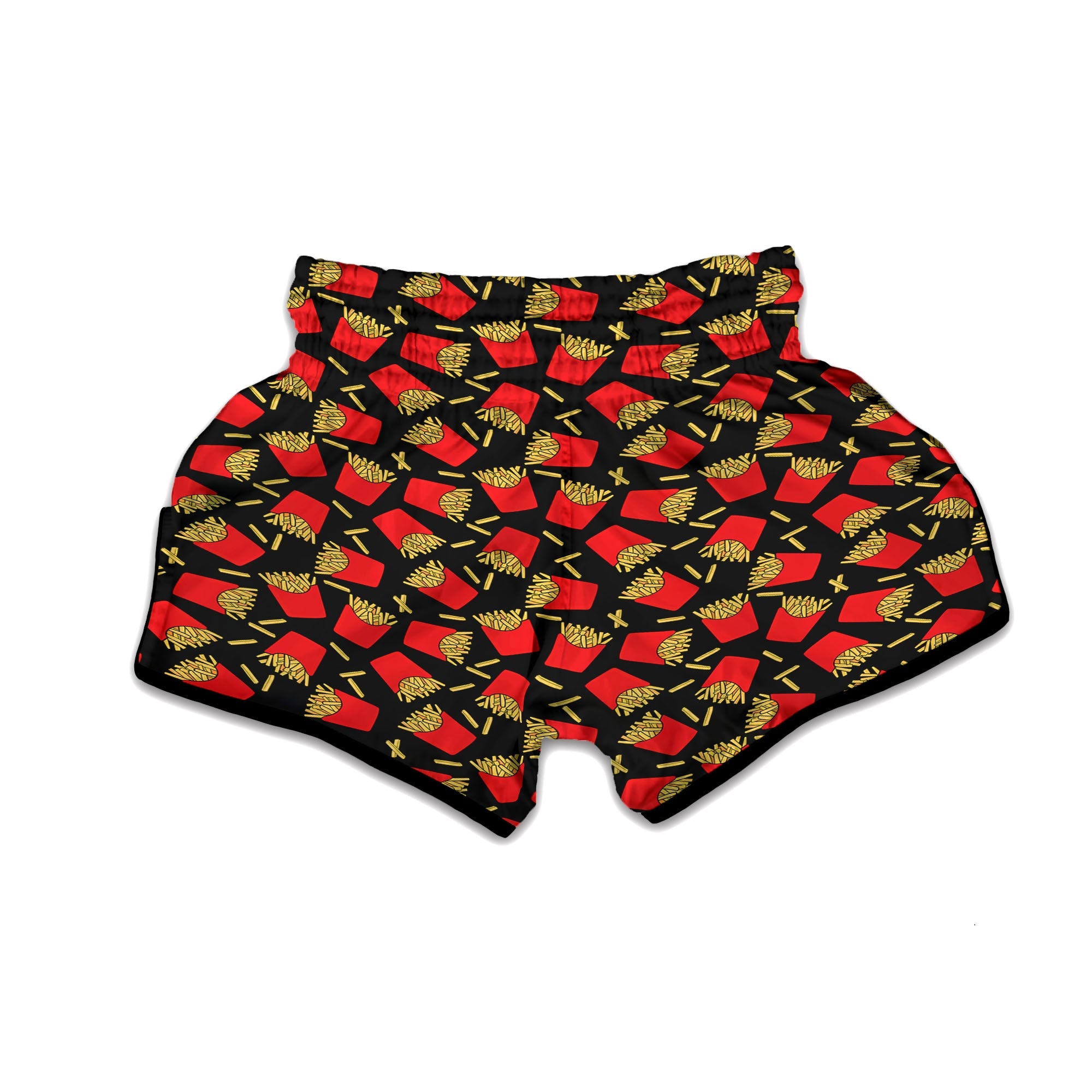 French Fries Doodle Print Pattern Muay Thai Boxing Shorts-grizzshop