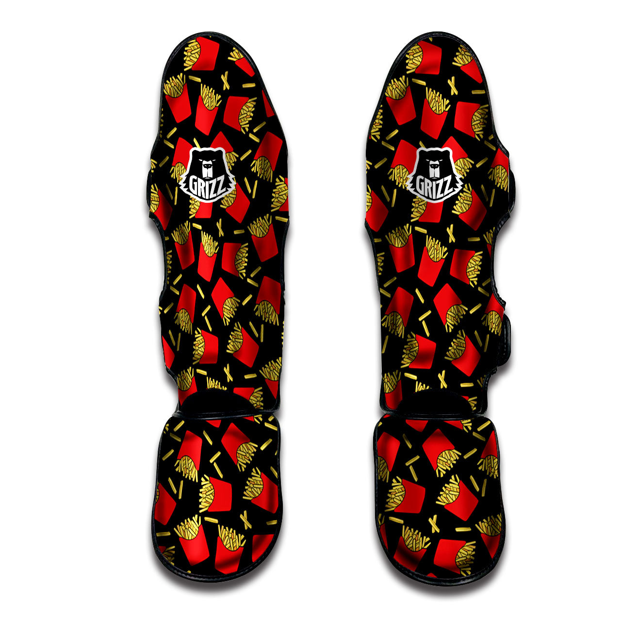 French Fries Doodle Print Pattern Muay Thai Shin Guards-grizzshop