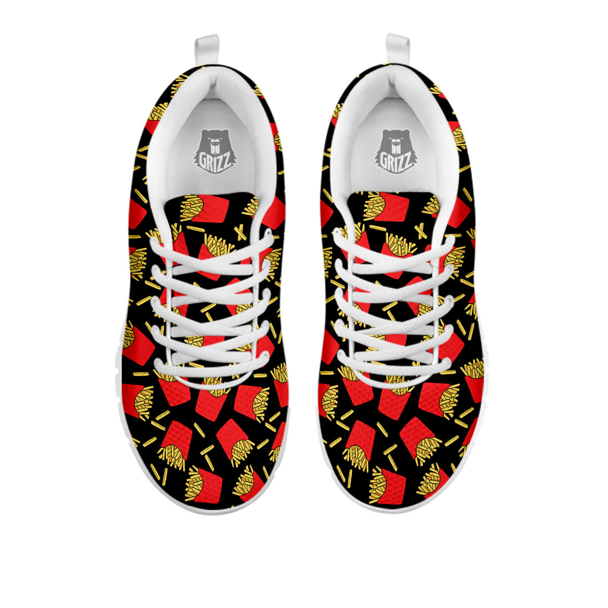 French Fries Doodle Print Pattern White Sneaker-grizzshop