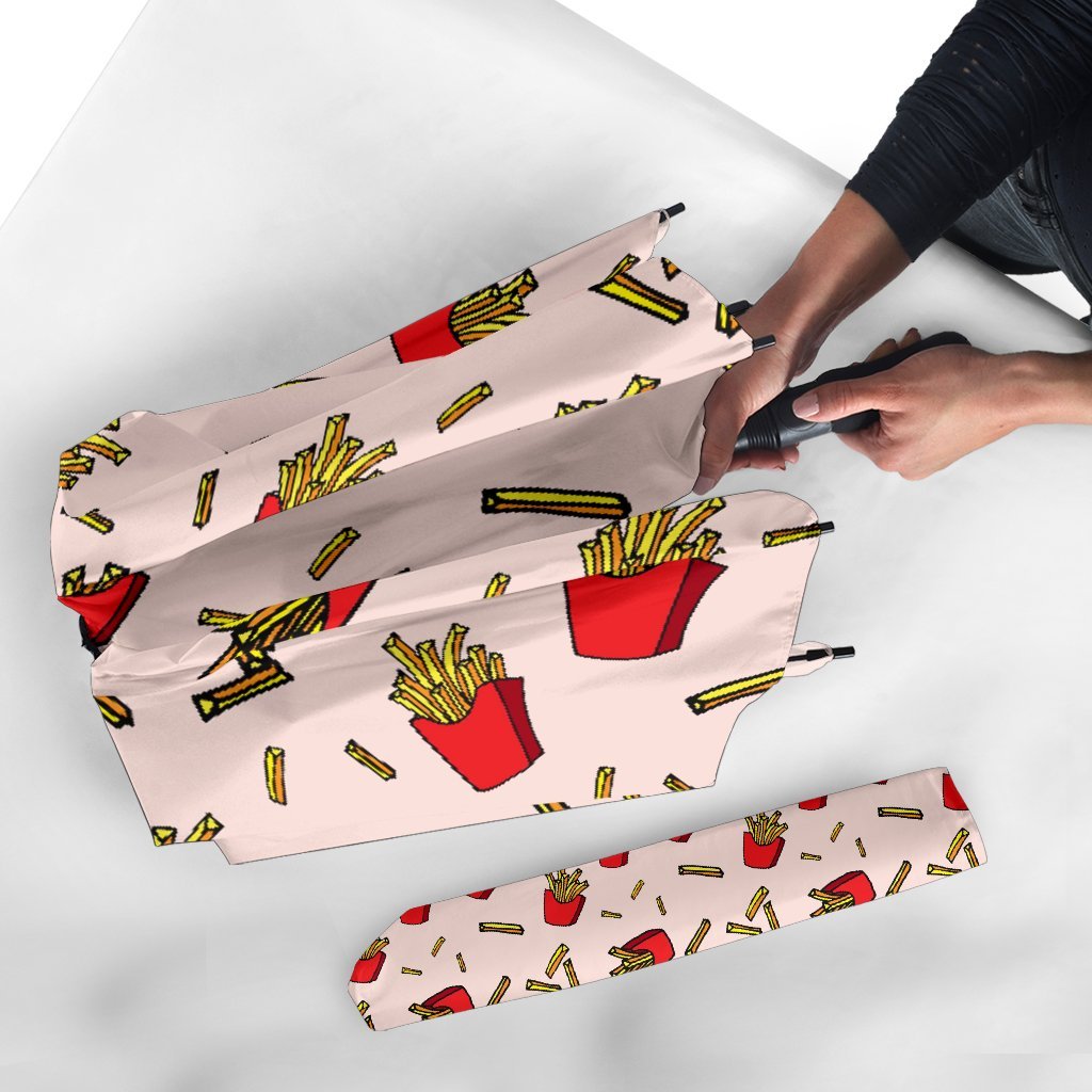 French Fries Pattern Print Automatic Foldable Umbrella-grizzshop