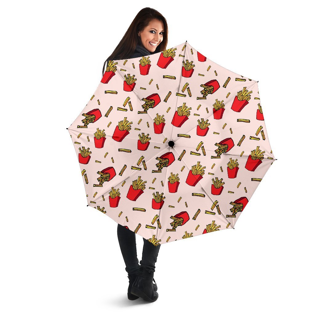 French Fries Pattern Print Automatic Foldable Umbrella-grizzshop