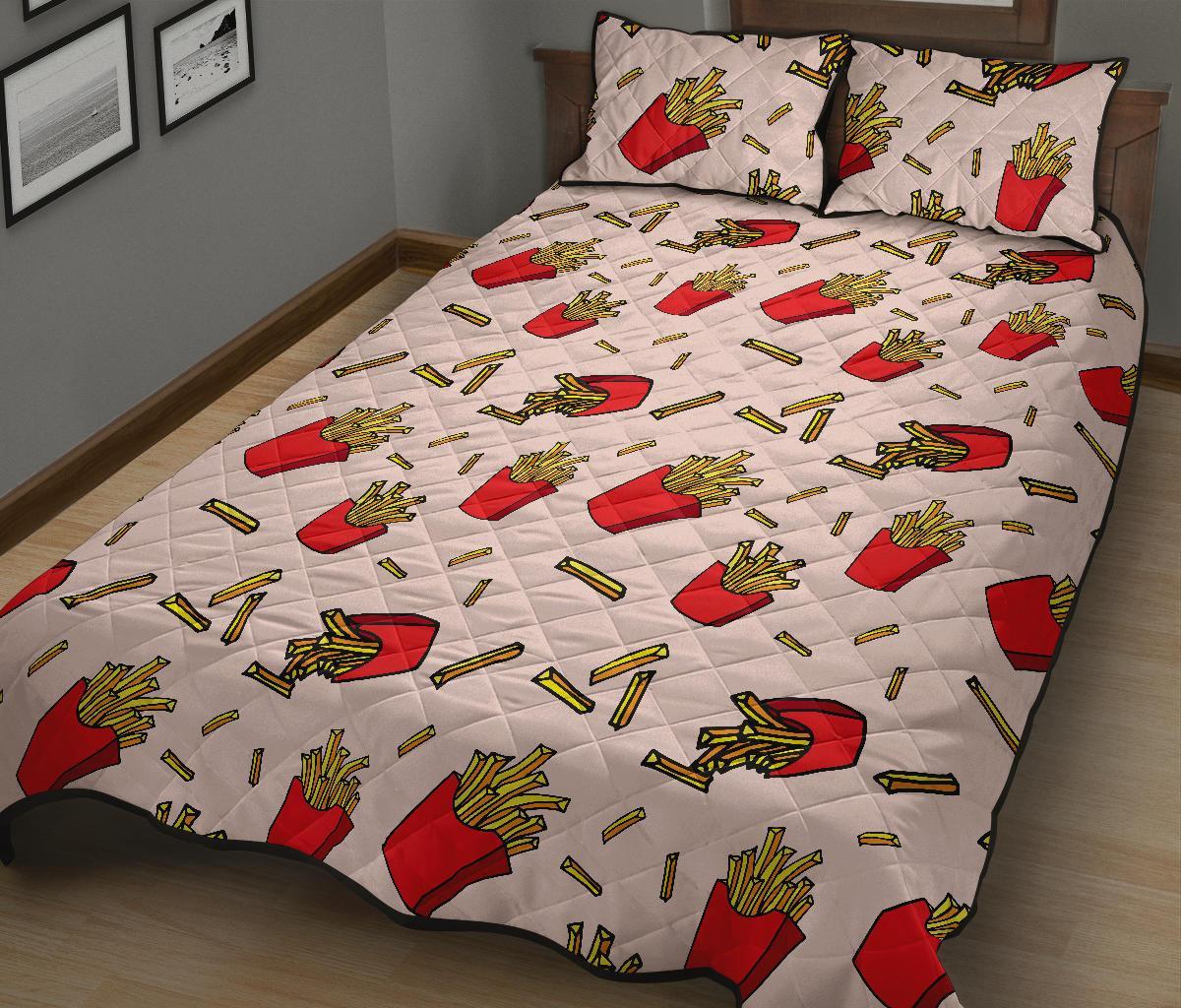 French Fries Pattern Print Bed Set Quilt-grizzshop