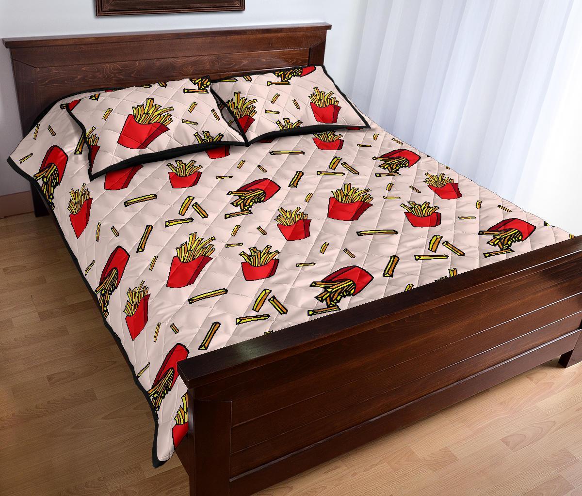 French Fries Pattern Print Bed Set Quilt-grizzshop