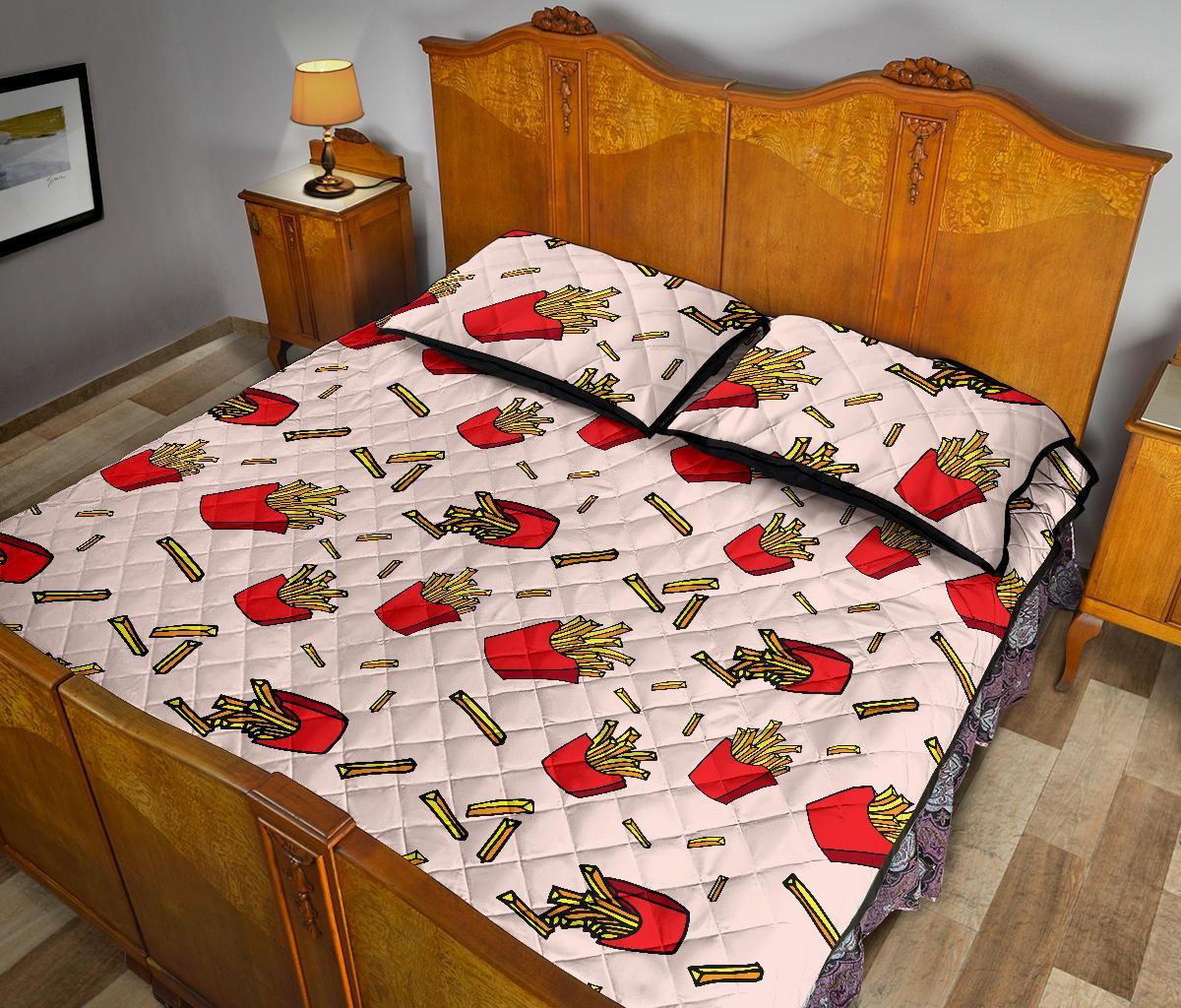 French Fries Pattern Print Bed Set Quilt-grizzshop