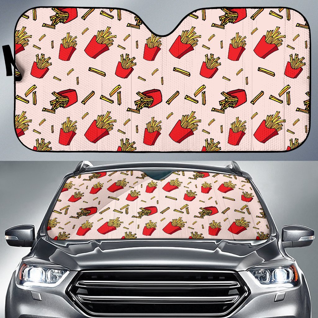 French Fries Pattern Print Car Sun Shade-grizzshop