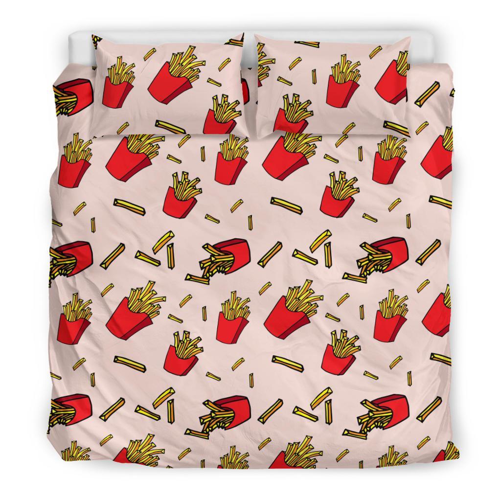 French Fries Pattern Print Duvet Cover Bedding Set-grizzshop