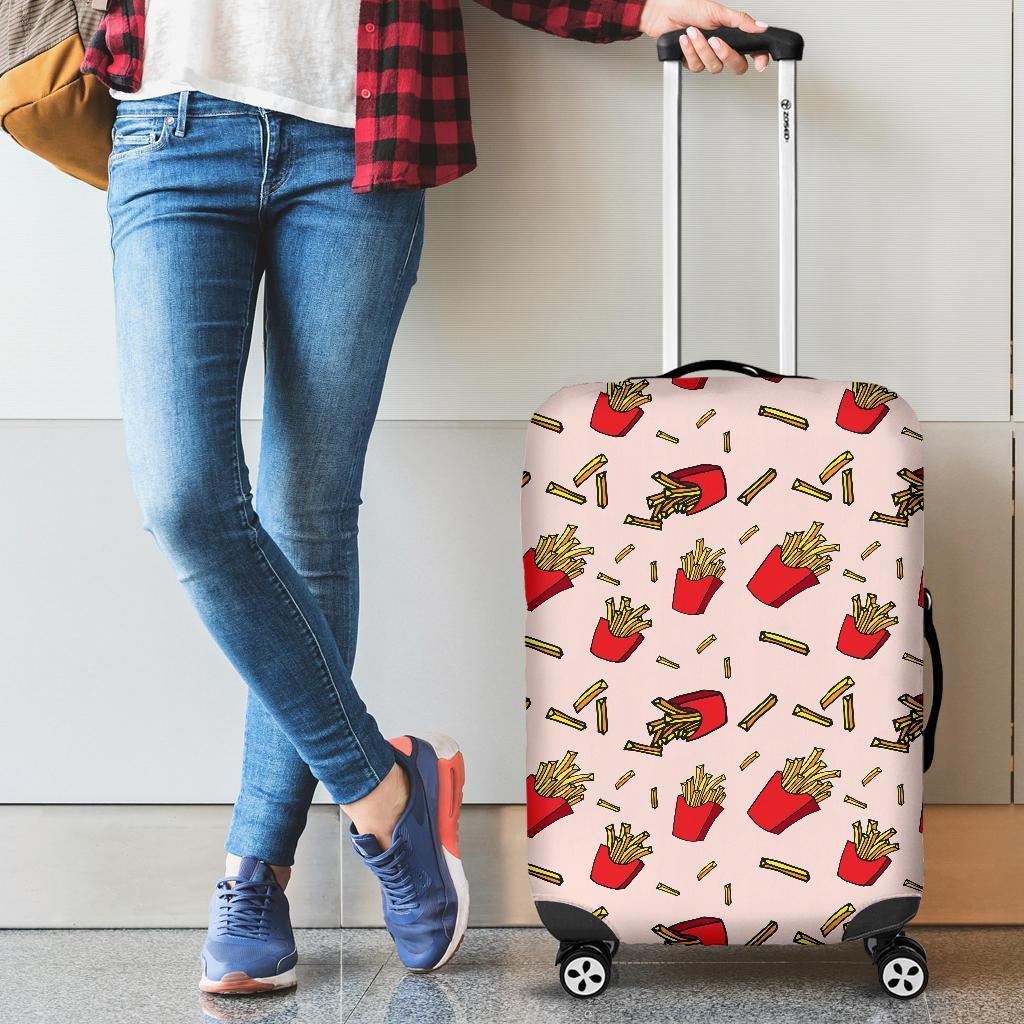 French Fries Pattern Print Luggage Cover Protector-grizzshop