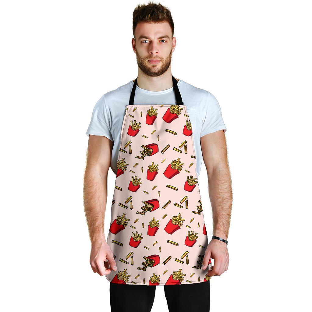 French Fries Pattern Print Men's Apron-grizzshop