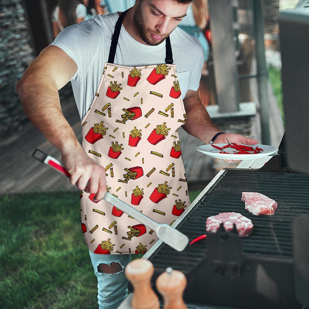 French Fries Pattern Print Men's Apron-grizzshop