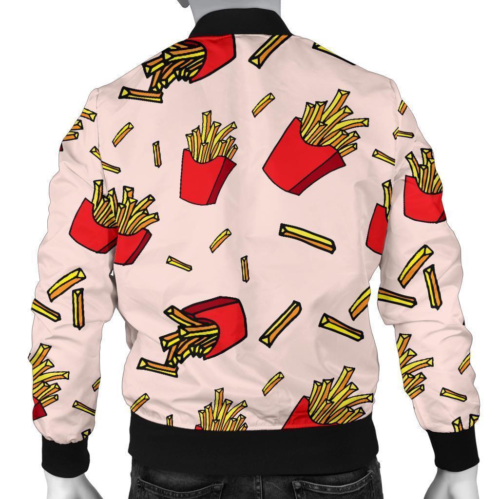 French Fries Pattern Print Men's Bomber Jacket-grizzshop