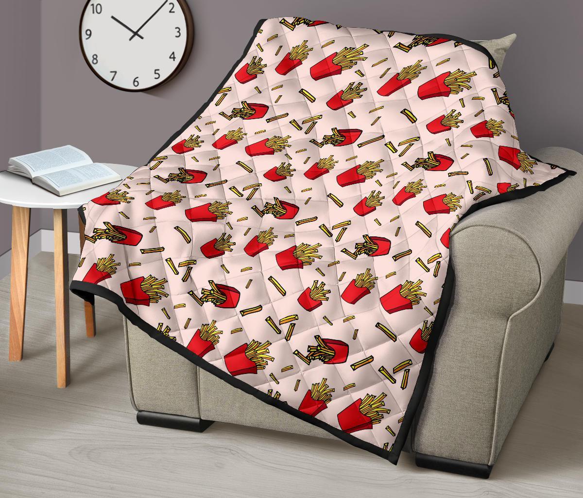 French Fries Pattern Print Quilt-grizzshop