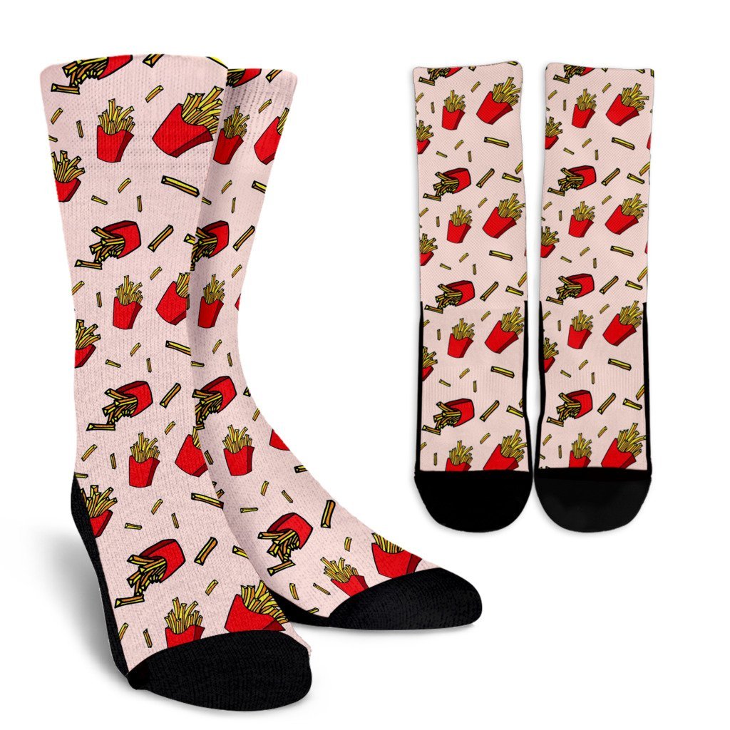 French Fries Pattern Print Unisex Crew Socks-grizzshop