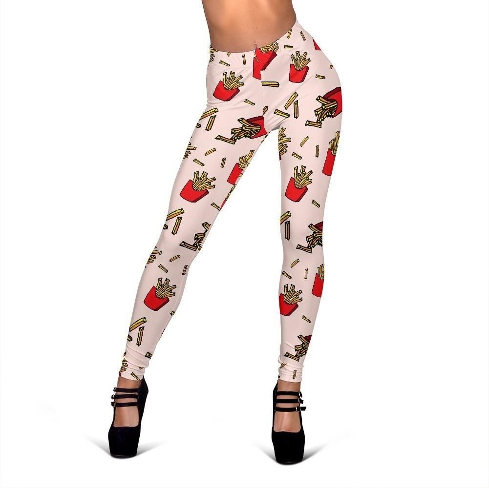 French Fries Pattern Print Women Leggings-grizzshop