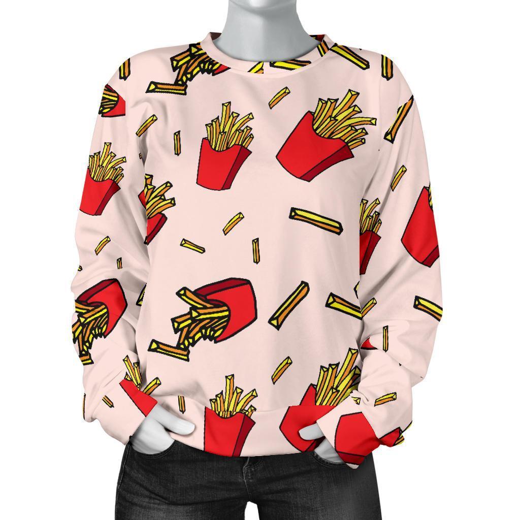 French Fries Pattern Print Women's Sweatshirt-grizzshop