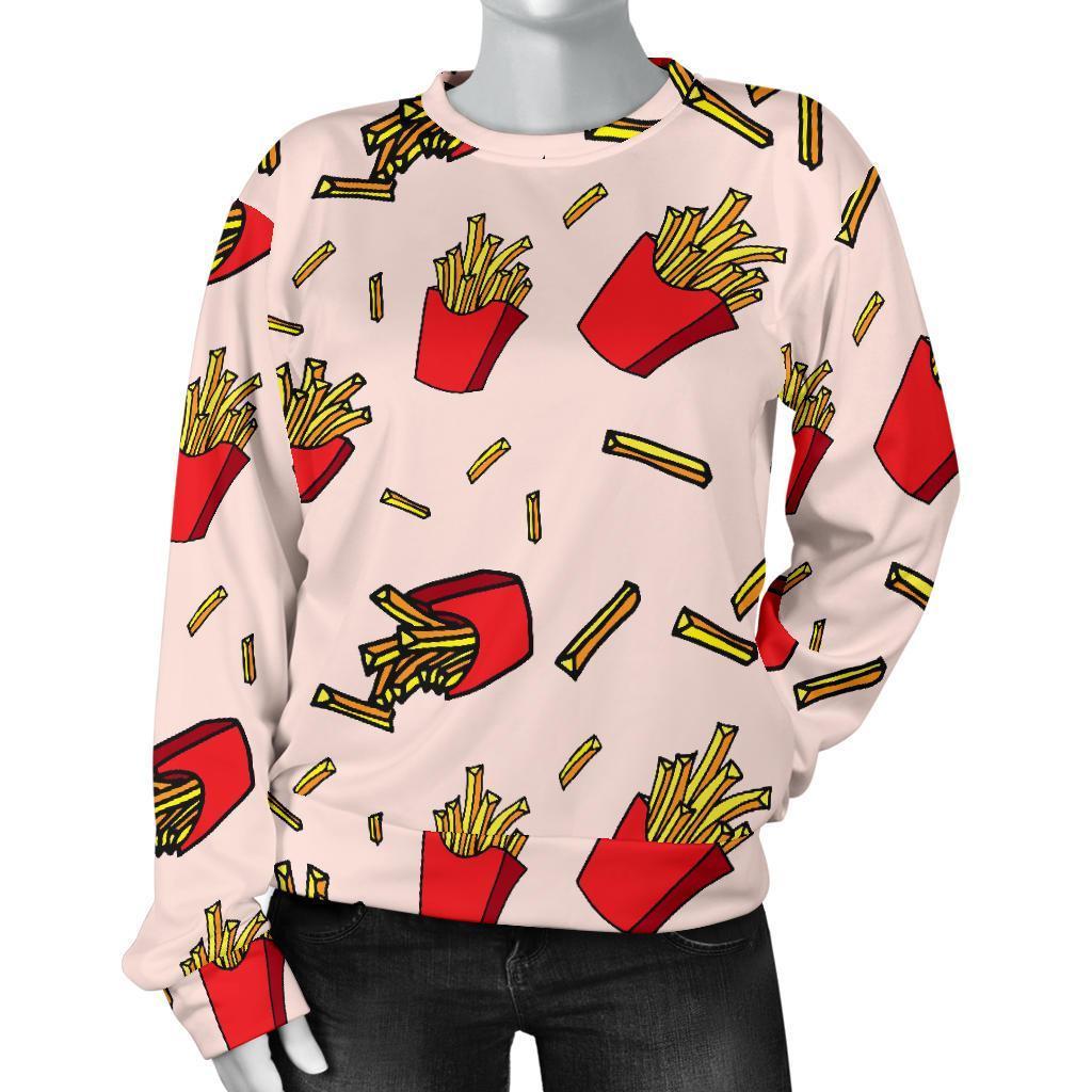 French Fries Pattern Print Women's Sweatshirt-grizzshop