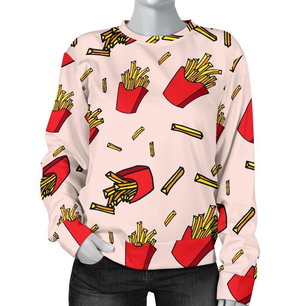 French Fries Pattern Print Women's Sweatshirt-grizzshop