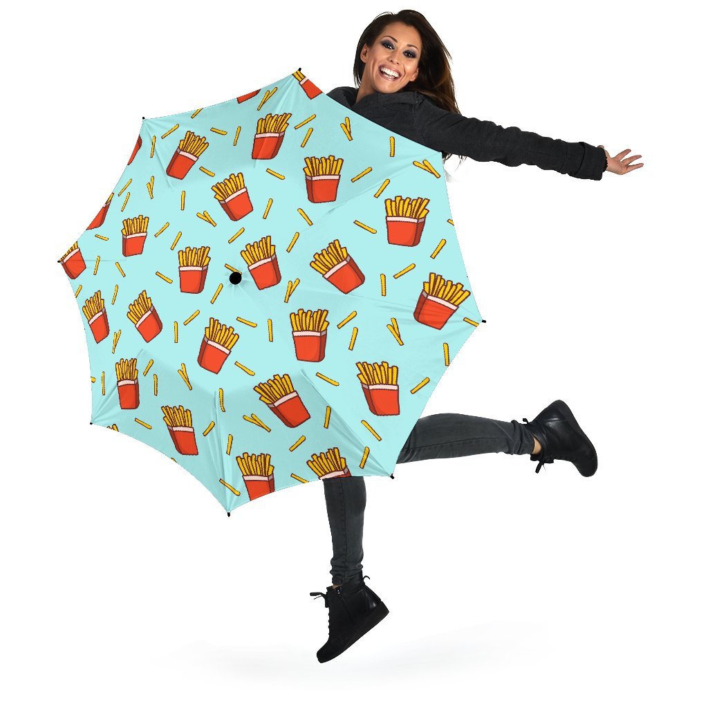 French Fries Print Pattern Automatic Foldable Umbrella-grizzshop