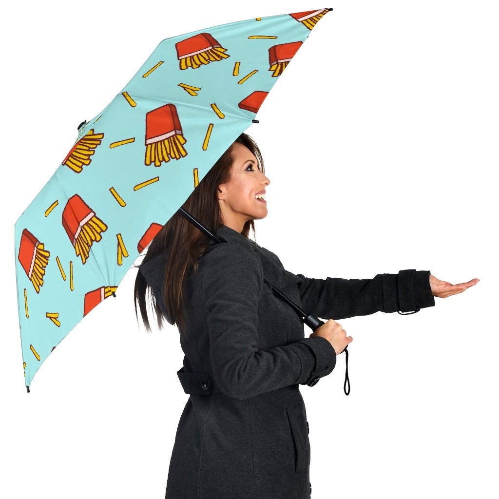 French Fries Print Pattern Automatic Foldable Umbrella-grizzshop