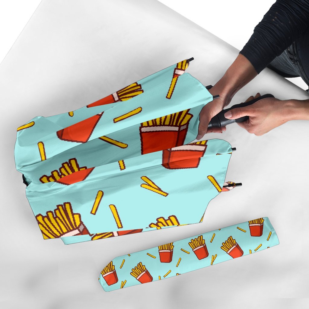 French Fries Print Pattern Automatic Foldable Umbrella-grizzshop