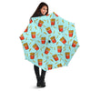 French Fries Print Pattern Automatic Foldable Umbrella-grizzshop