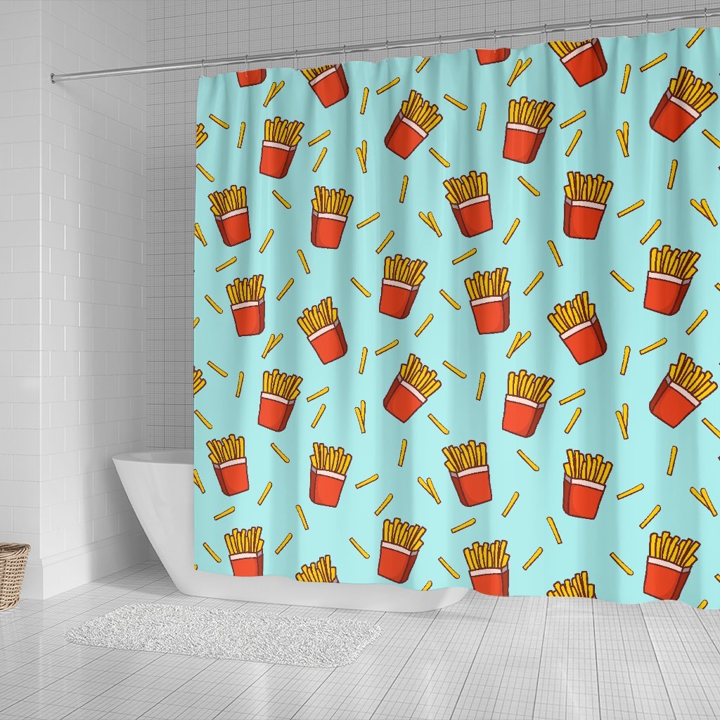 French Fries Print Pattern Bathroom Shower Curtain-grizzshop