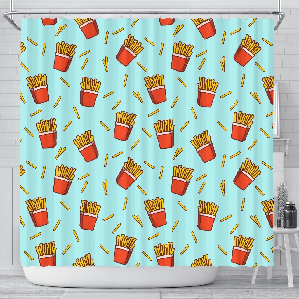 French Fries Print Pattern Bathroom Shower Curtain-grizzshop