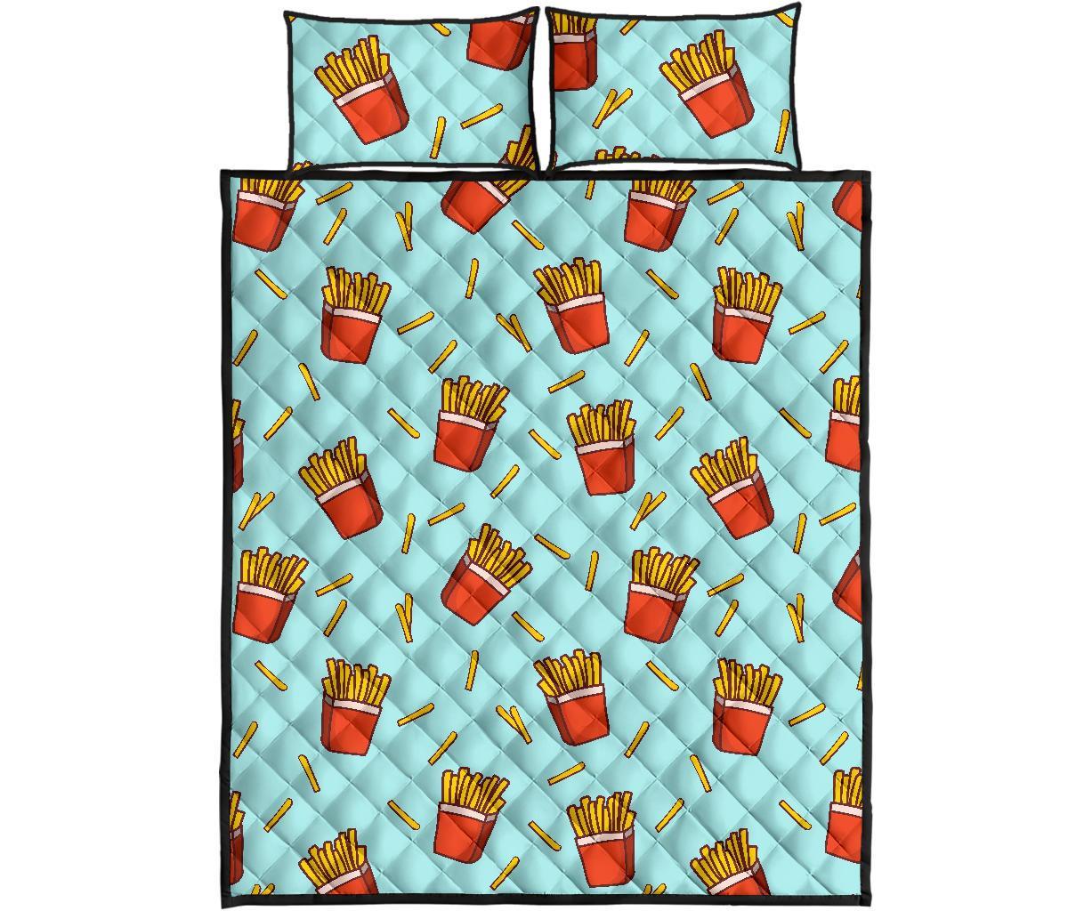 French Fries Print Pattern Bed Set Quilt-grizzshop