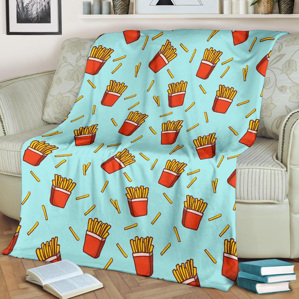 French Fries Print Pattern Blanket-grizzshop