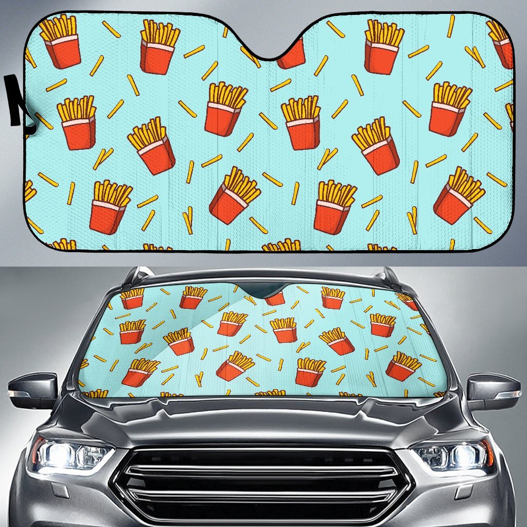 French Fries Print Pattern Car Sun Shade-grizzshop
