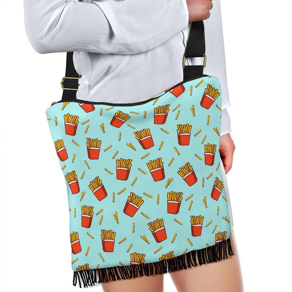 French Fries Print Pattern Crossbody bags-grizzshop