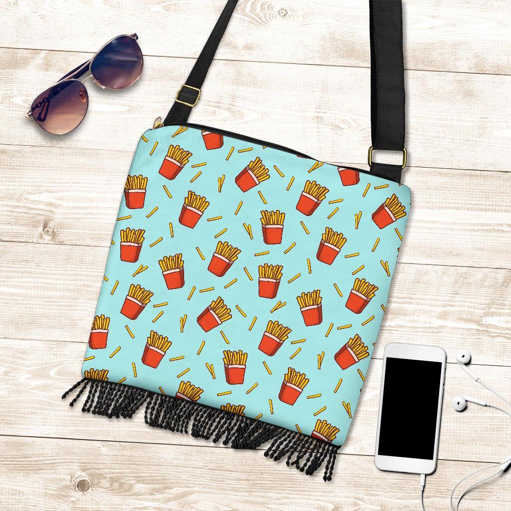 French Fries Print Pattern Crossbody bags-grizzshop