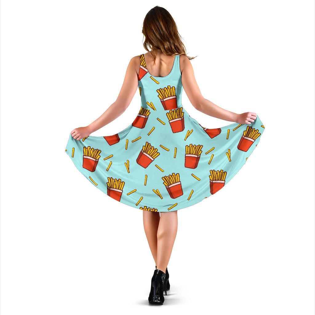 French Fries Print Pattern Dress-grizzshop