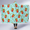 French Fries Print Pattern Hooded Blanket-grizzshop