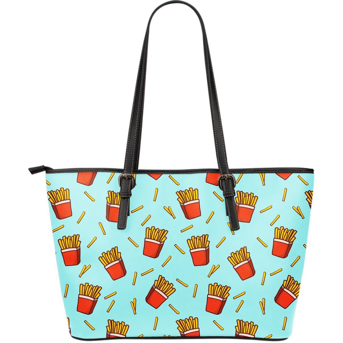 French Fries Print Pattern Leather Tote Bag-grizzshop