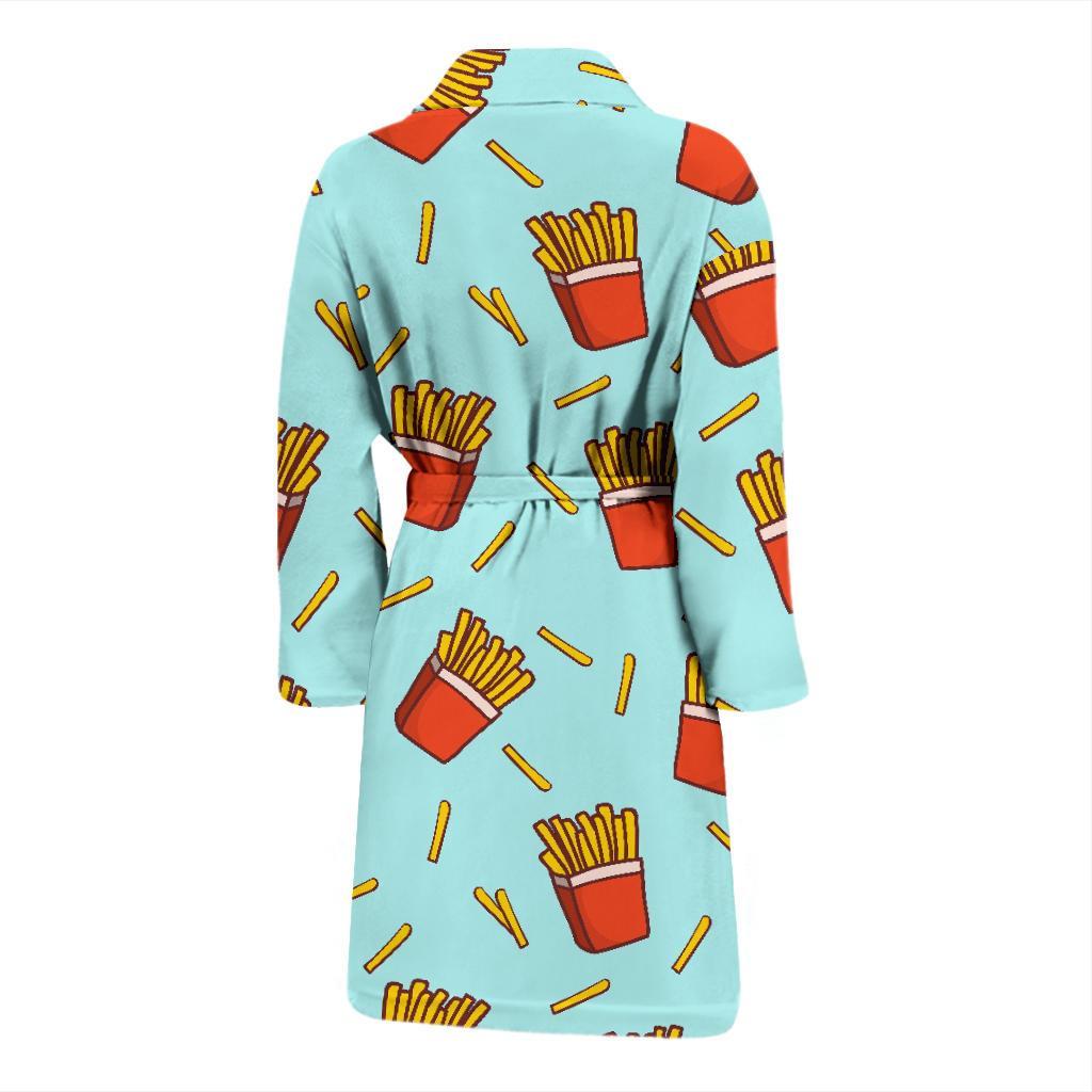 French Fries Print Pattern Men Long Robe-grizzshop