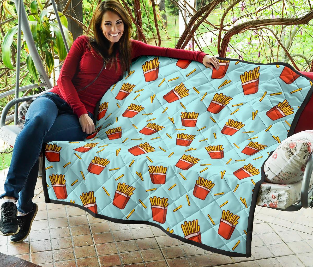 French Fries Print Pattern Quilt-grizzshop