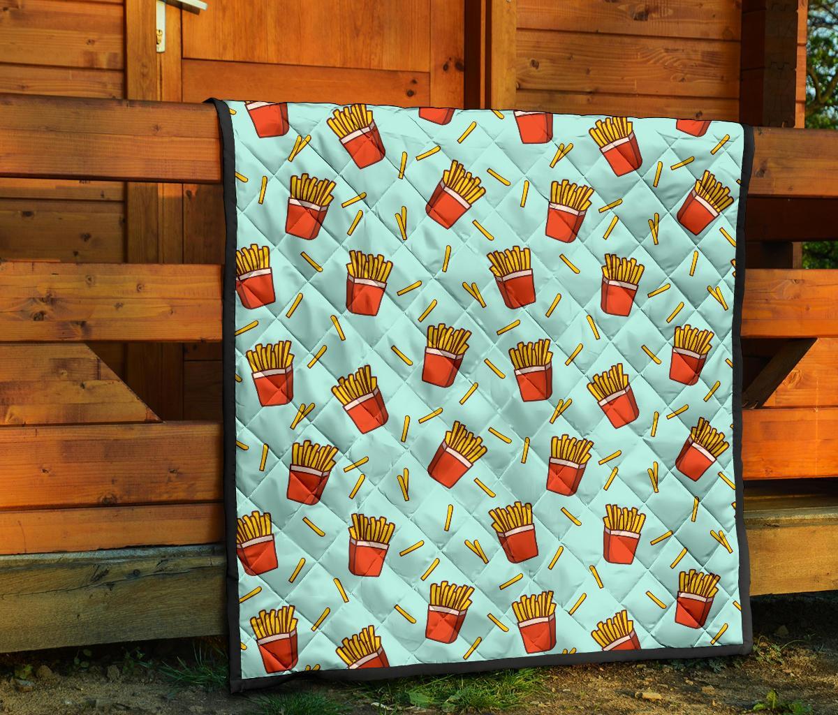 French Fries Print Pattern Quilt-grizzshop