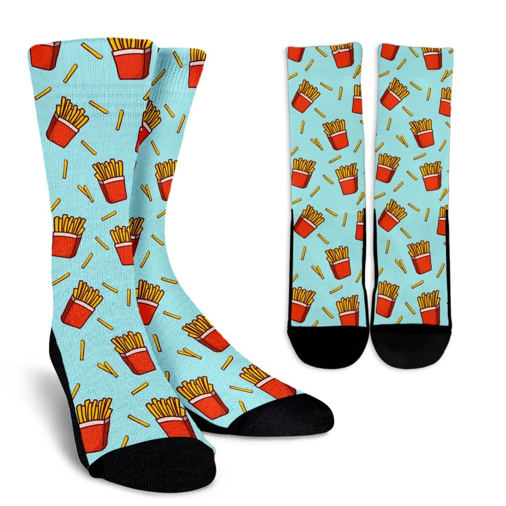 French Fries Print Pattern Unisex Crew Socks-grizzshop