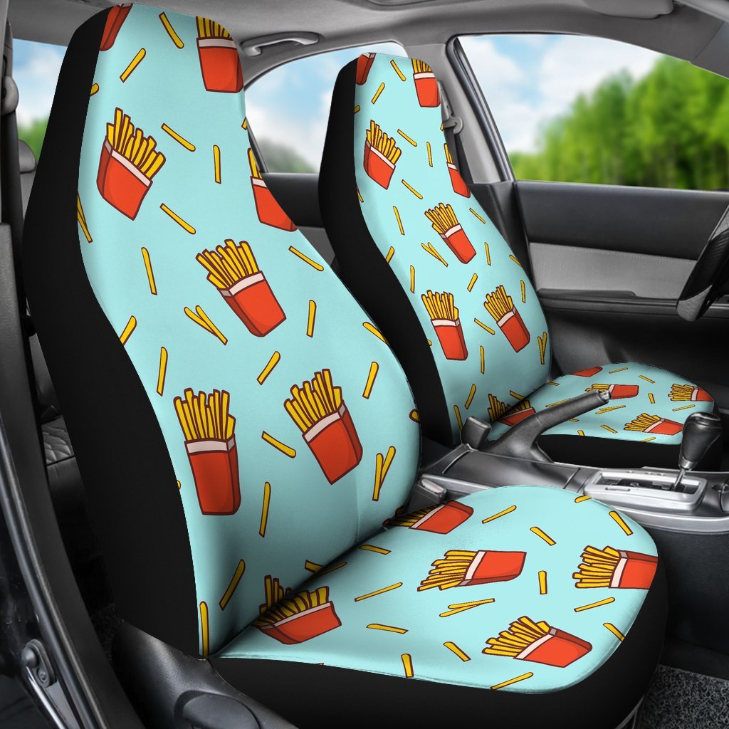 French Fries Print Pattern Universal Fit Car Seat Covers-grizzshop