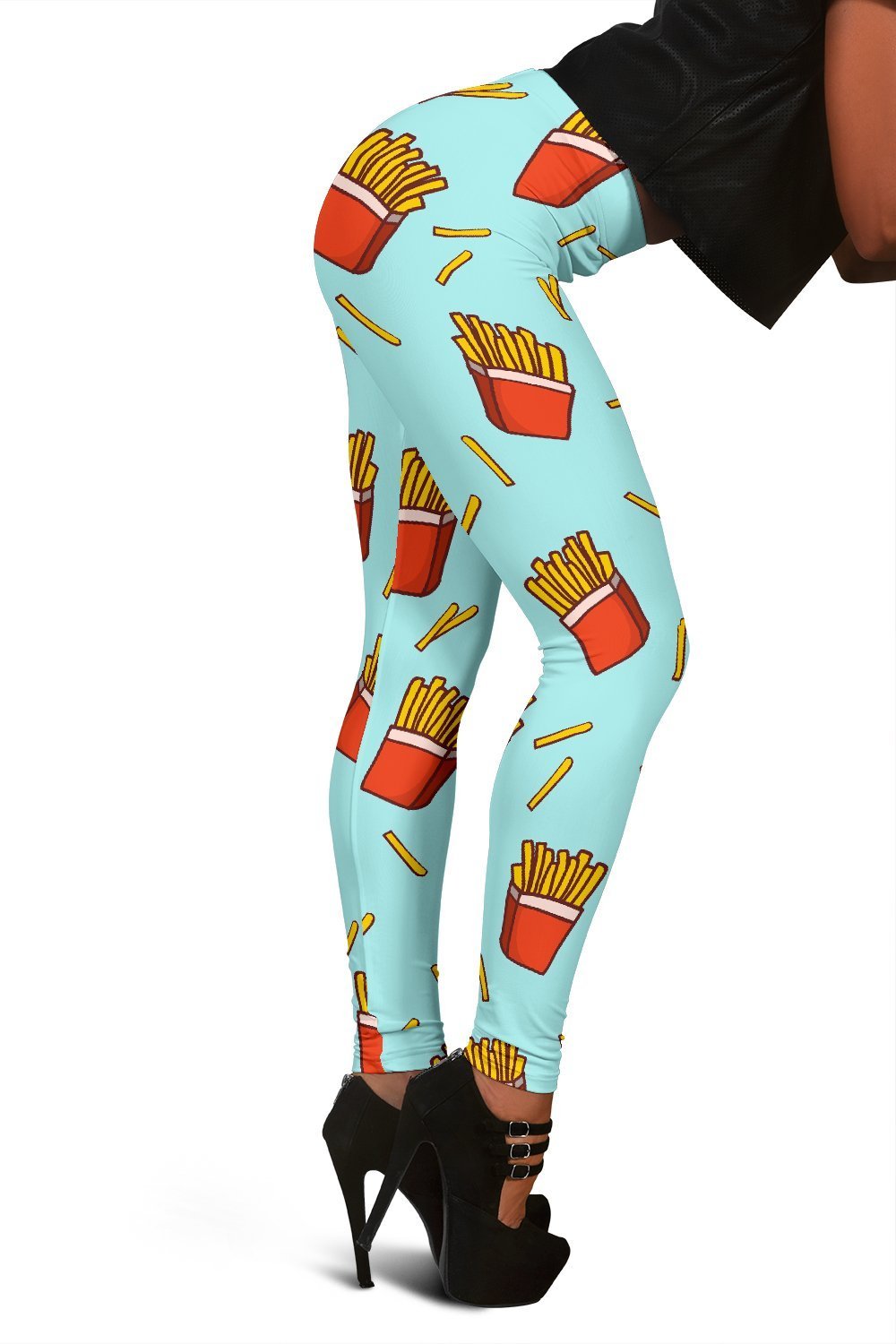 French Fries Print Pattern Women Leggings-grizzshop