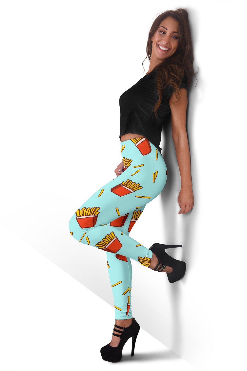 French Fries Print Pattern Women Leggings-grizzshop