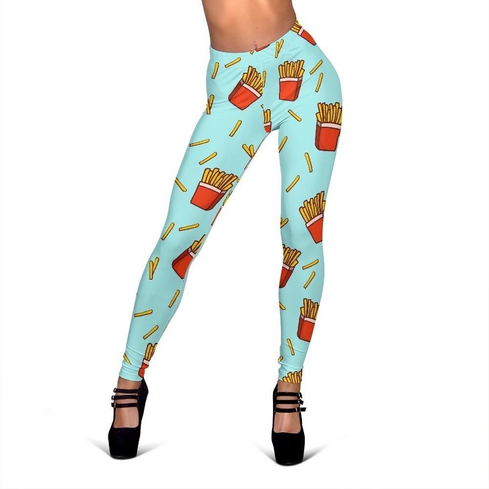 French Fries Print Pattern Women Leggings-grizzshop
