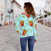 French Fries Print Pattern Women Off Shoulder Sweatshirt-grizzshop